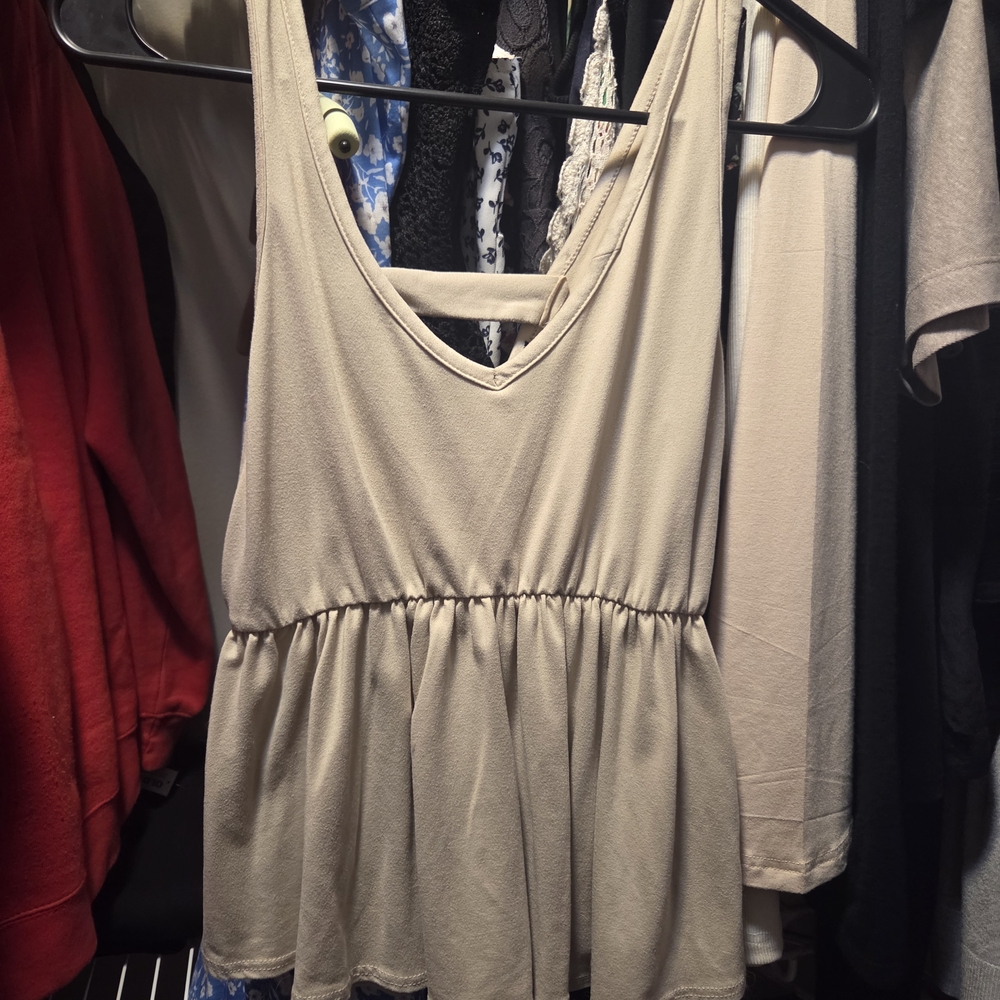 Womens Light Beige Sleeveless Top